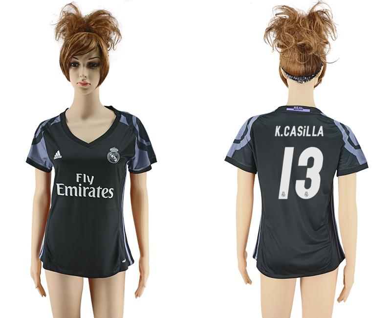 2016-17 Real Madrid 13 K.CASILLA Third Away Women Soccer Jersey