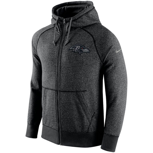 Nike Baltimore Ravens Heather Grey Gridiron Grey Full Zip Hoodie - Click Image to Close