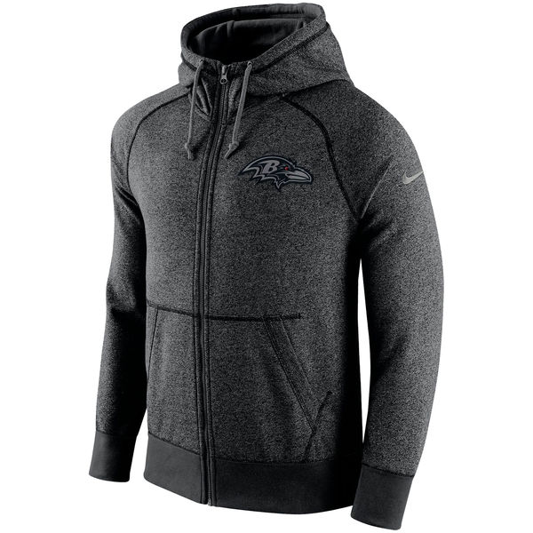Nike Baltimore Ravens Heather Grey Gridiron Grey Full Zip Hoodie Nike Baltimore Ravens Heather Grey Gridiron Grey Full Zip Hoodie
