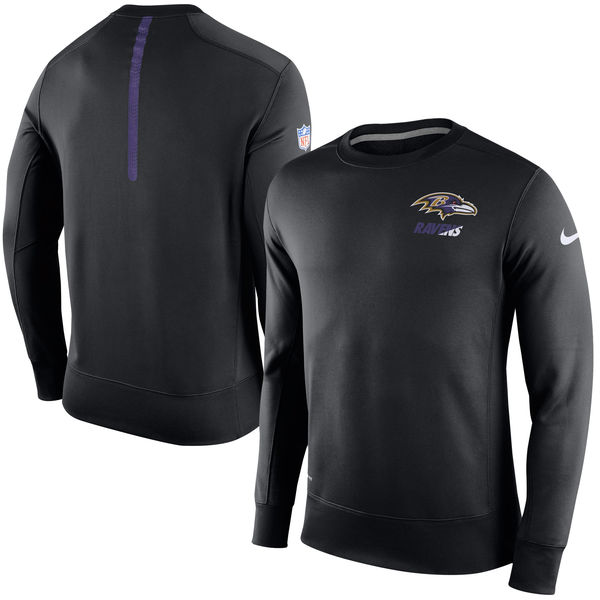 Nike Baltimore Ravens Black 2015 Sideline Crew Fleece Performance Sweatshirt