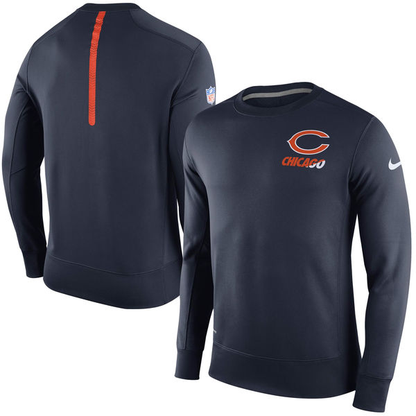 Nike Chicago Bears Navy 2015 Sideline Crew Fleece Performance Sweatshirt