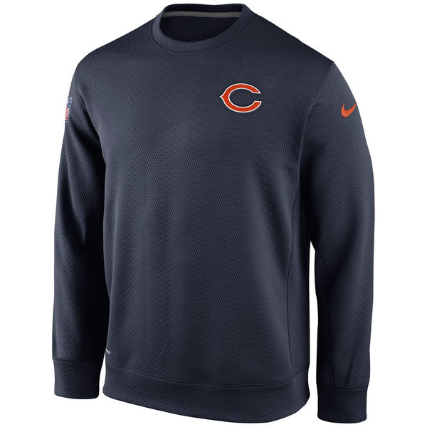 Nike Chicago Bears Navy Ko Chain Crew Fleece Performance Sweatshirt