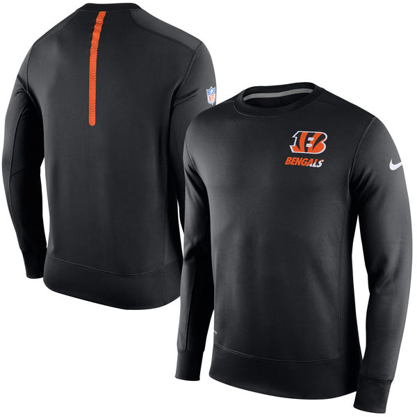 Nike Cincinnati Bengals Black 2015 Sideline Crew Fleece Performance Sweatshirt