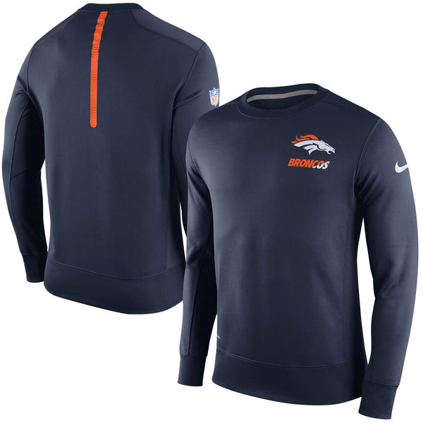 Nike Denver Broncos Navy 2015 Sideline Crew Fleece Performance Sweatshirt