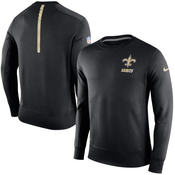 Nike New Orleans Saints Black 2015 Sideline Crew Fleece Performance Sweatshirt