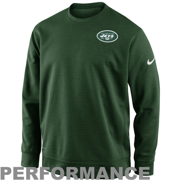 Nike New York Jets Green 2015 Sideline Crew Fleece Performance Sweatshirt