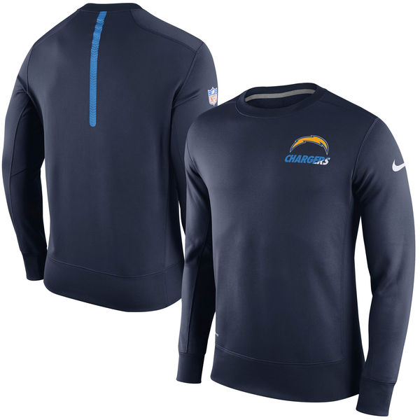 Nike San Diego Chargers Navy 2015 Sideline Crew Fleece Performance Sweatshirt