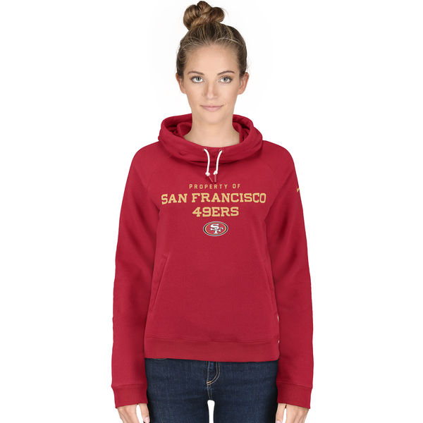 Nike 49ers Red Stadium Rally Funnel Women Pullover Hoodie