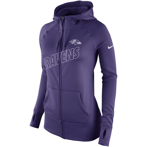 Nike Baltimore Ravens Purple Game Day Ko Full Zip Performance Women's Hoodie
