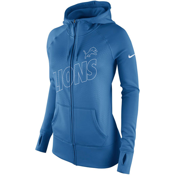 Nike Detroits Lions Blue Game Day Ko Full Zip Performance Women's Hoodie