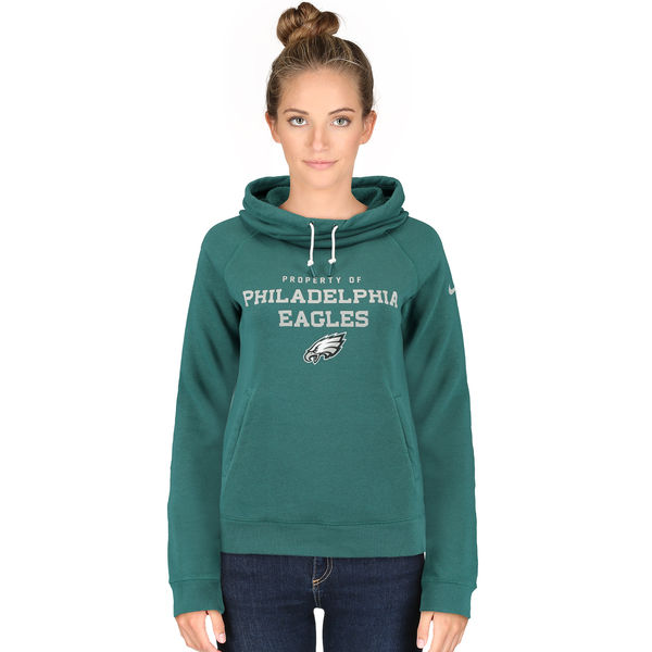 Nike Eagles Green Stadium Rally Funnel Women Pullover Hoodie