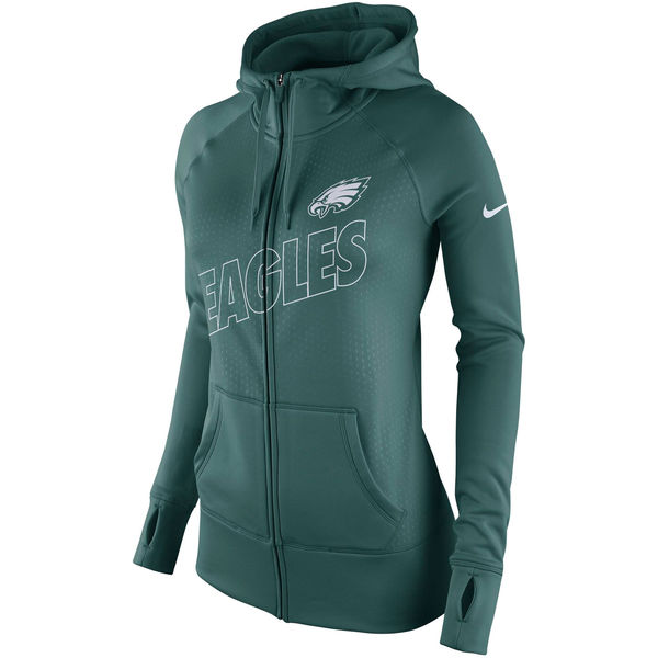Nike Philadelphia Eagles Green Game Day Ko Full Zip Performance Women's Hoodie
