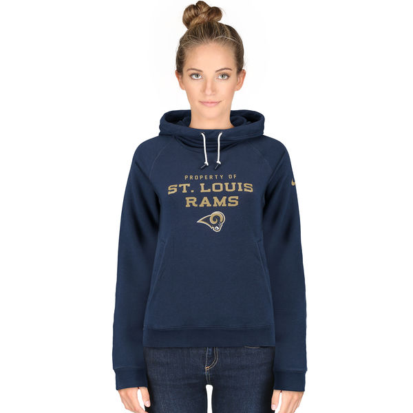 Nike Rams Navy Stadium Rally Funnel Women Pullover Hoodie - Click Image to Close