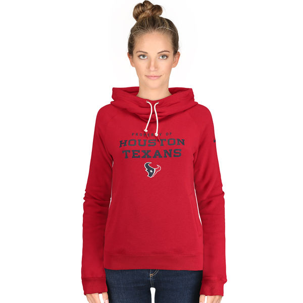 Nike Texans Red Stadium Rally Funnel Women Pullover Hoodie