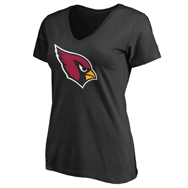 Arizona Cardinals Black Primary Team Logo Slim Fit V Neck Women's T-Shirt