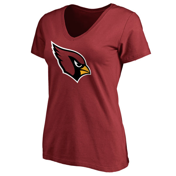 Arizona Cardinals Red Primary Team Logo Slim Fit V Neck Women's T-Shirt