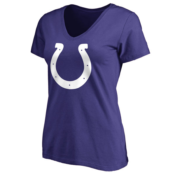 Indianapolis Colts Royal Primary Team Logo Slim Fit V Neck Women's T-Shirt