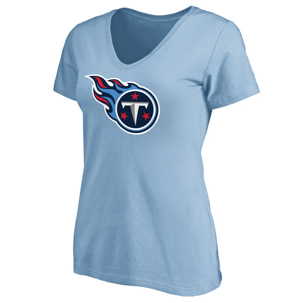 Tennessee Titans Light Blue Primary Team Logo Slim Fit V Neck Women's T-Shirt