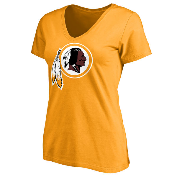 Washington Redskins Gold Primary Team Logo Slim Fit V Neck Women's T-Shirt