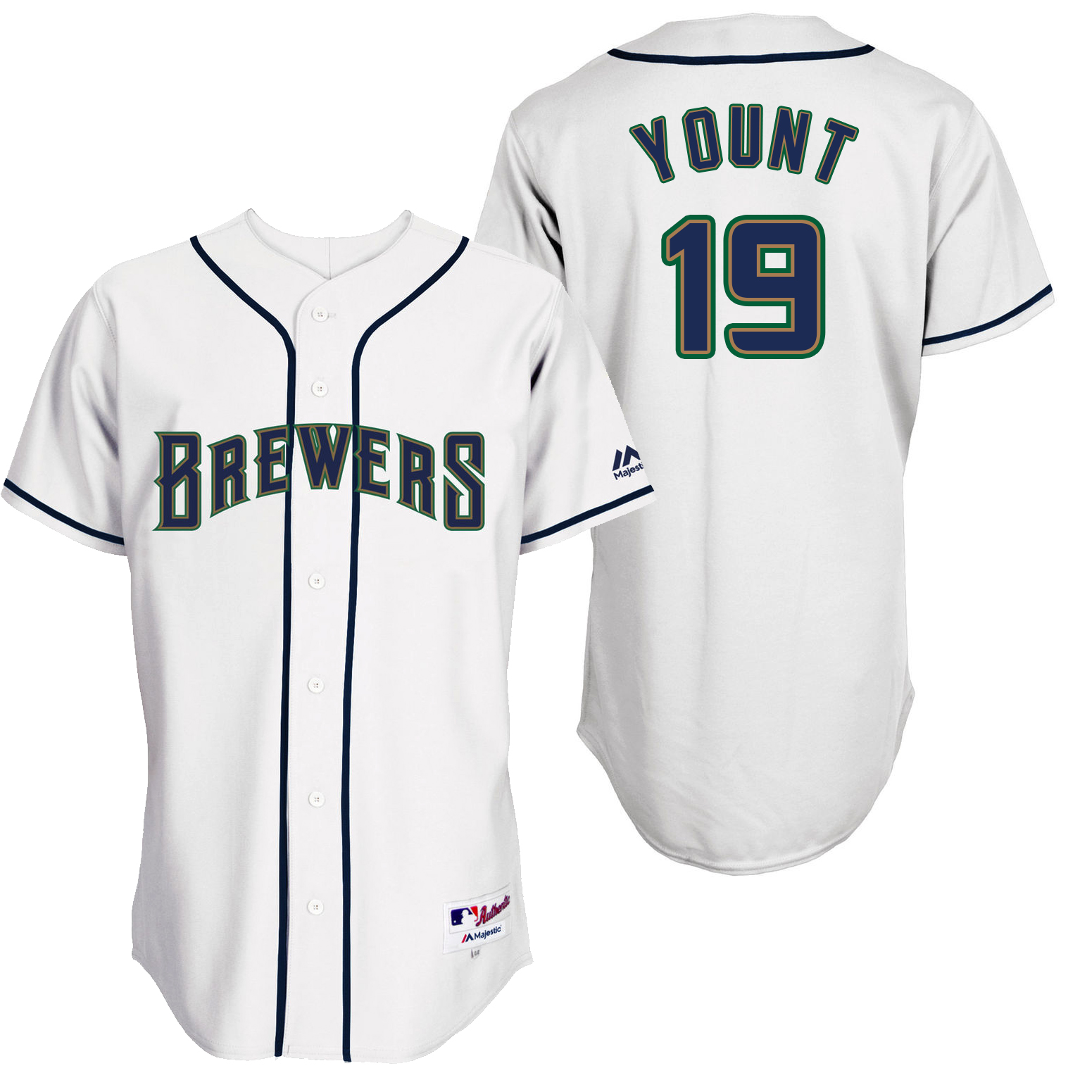 Brewers 19 Robin Yount White Throwback Jersey