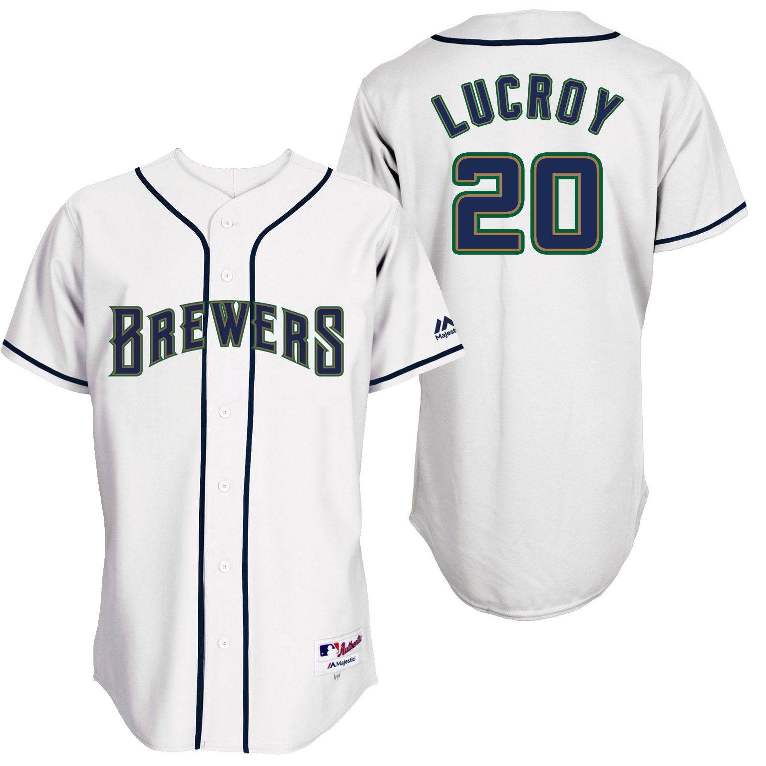 Brewers 20 Jonathan Lucroy White Throwback Jersey