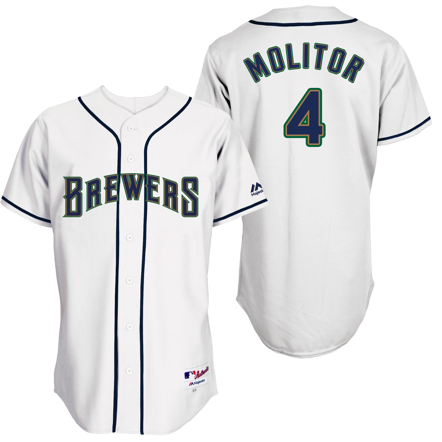 Brewers 4 Paul Molitor White Throwback Jersey - Click Image to Close
