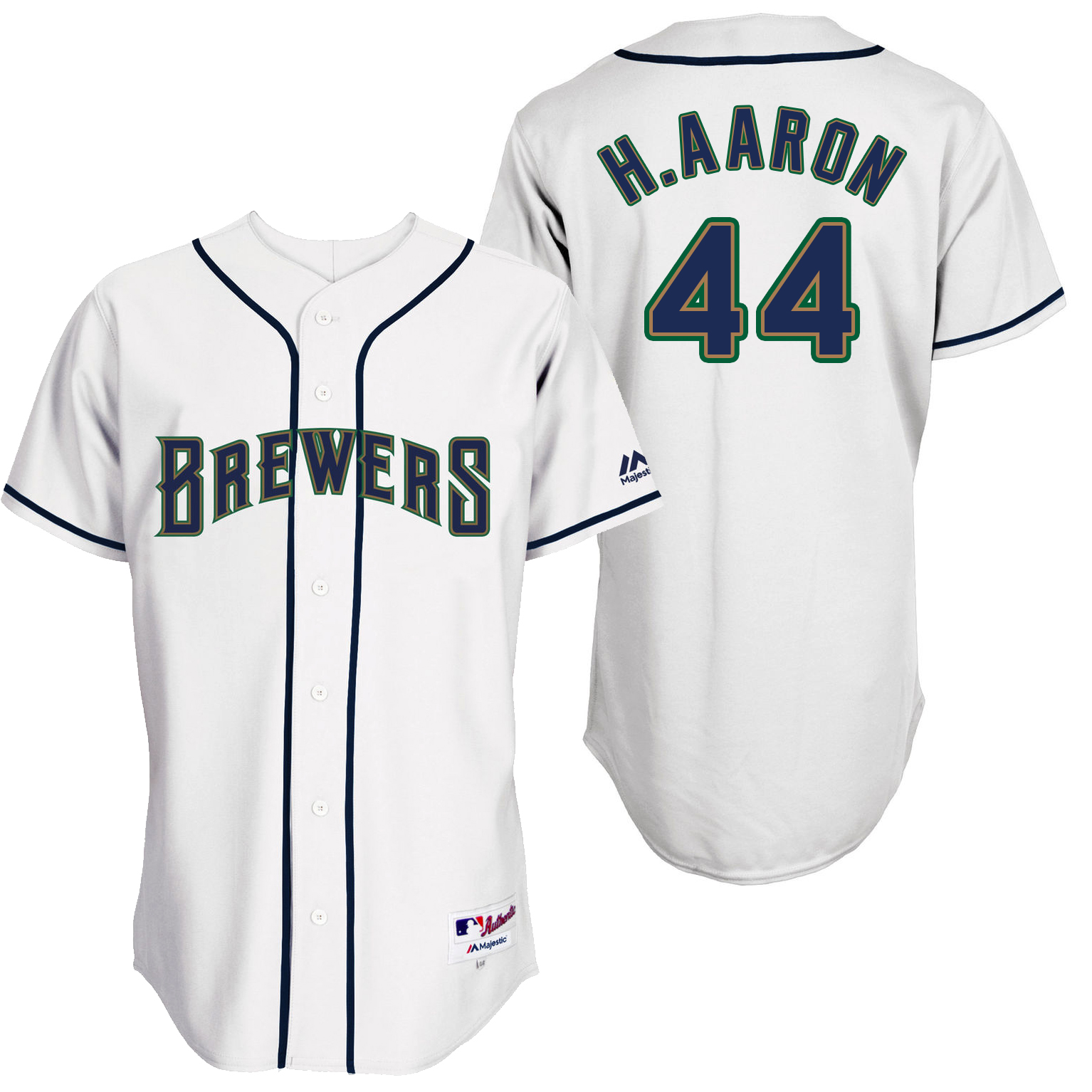 Brewers 44 Hank Aaron White Throwback Jersey