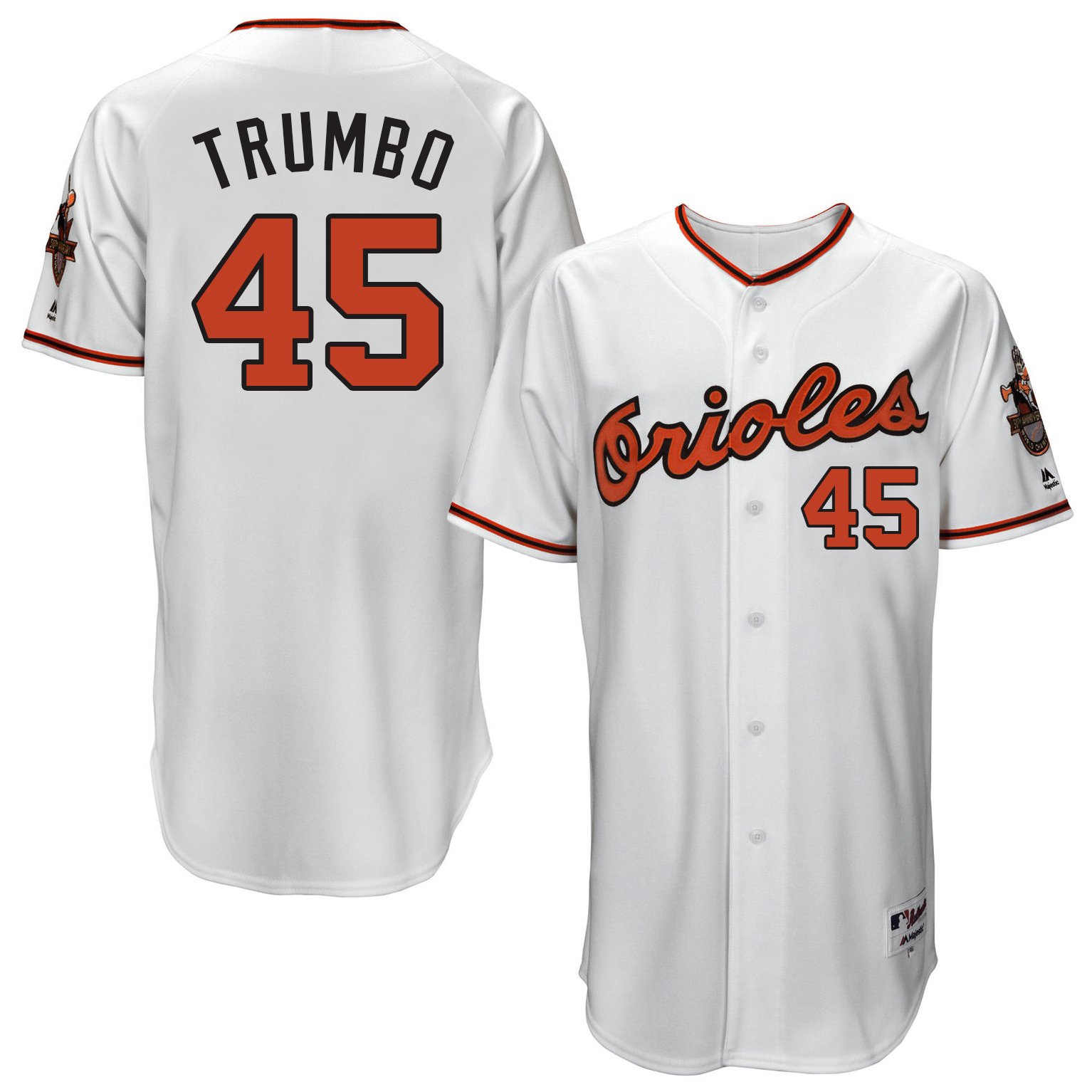 Orioles 45 Mark Trumbo White Throwback Jersey - Click Image to Close