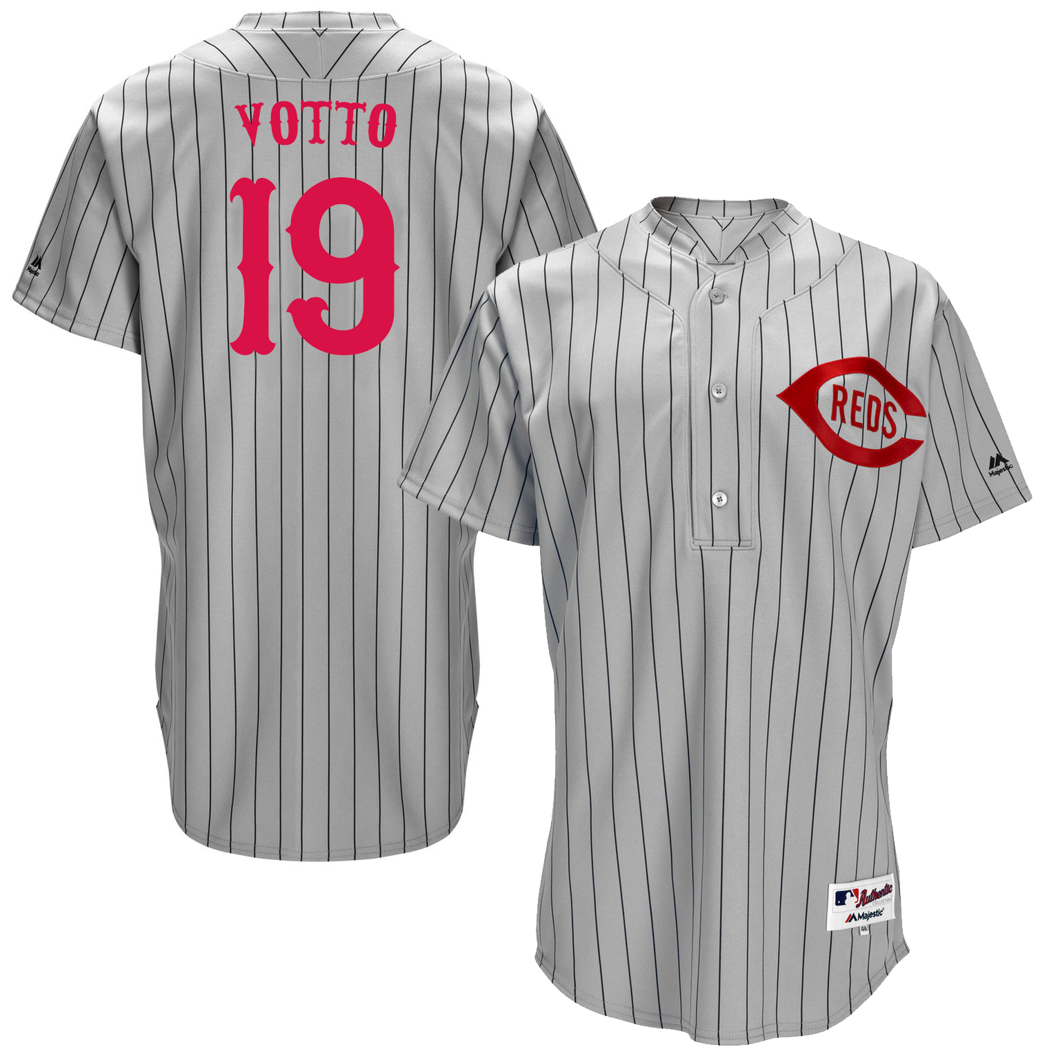 Reds 19 Joey Votto Grey Throwback Jersey