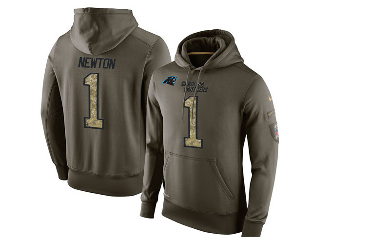 Nike Panthers 1 Cam Newton Olive Green Salute To Service Pullover Hoodie