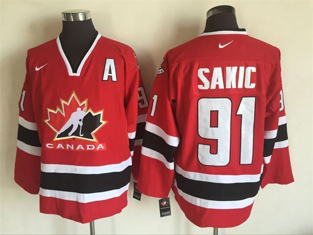 Team Canada 91 Joe Sakic Red Nike 2002 Olympics Throwback Jersey