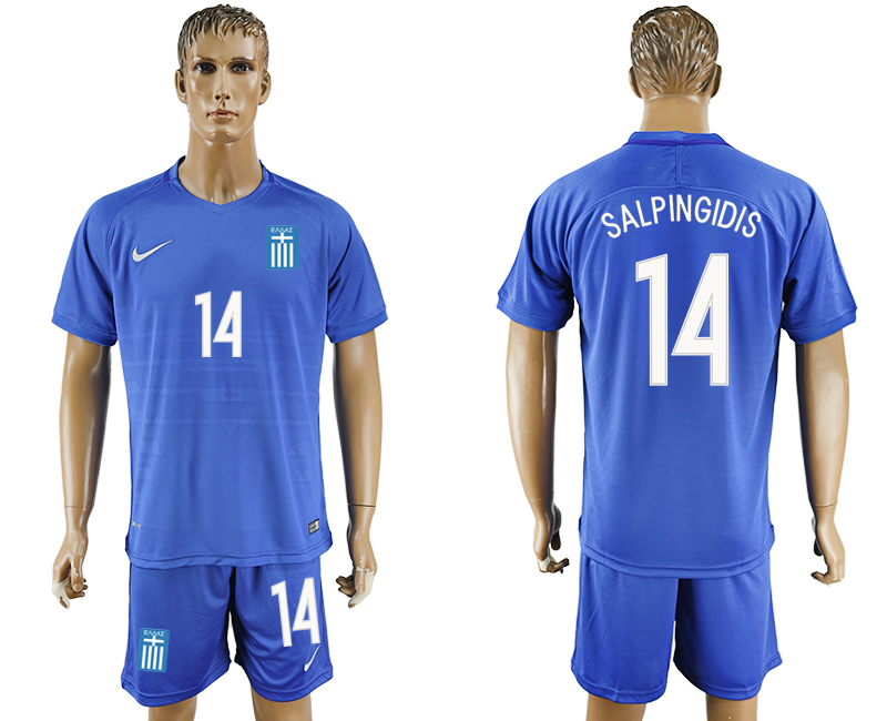 2016-17 Greece 14 SALPINGIDIS Away Soccer Jersey 2016-17 Greece 14 SALPINGIDIS Away Soccer Jersey
