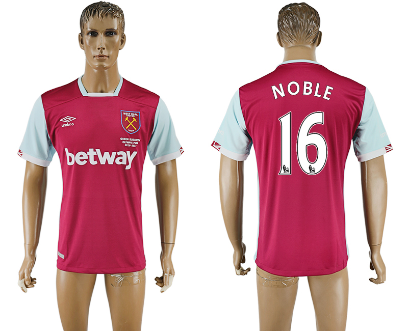 2016-17 West Ham United 16 NOBLE Home Thailand Soccer Jersey