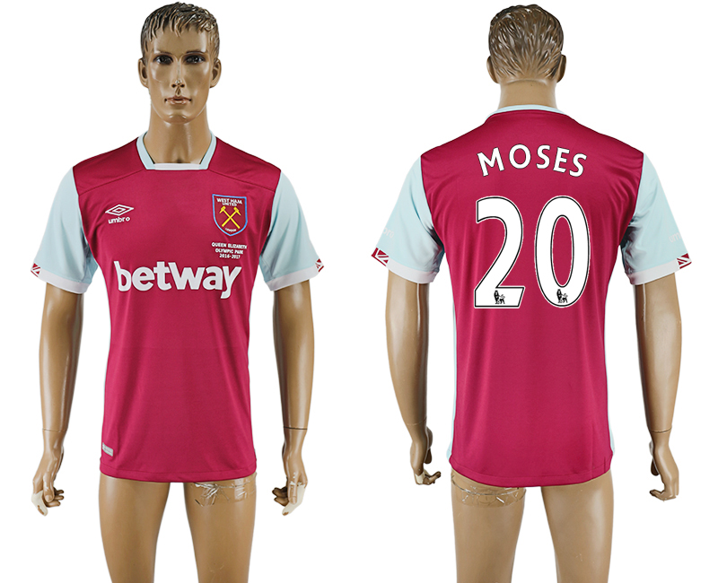 2016-17 West Ham United 20 MOSES Home Thailand Soccer Jersey