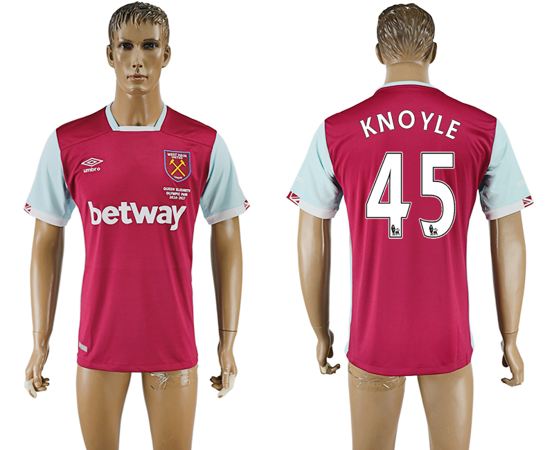2016-17 West Ham United 45 KNOYLE Home Thailand Soccer Jersey