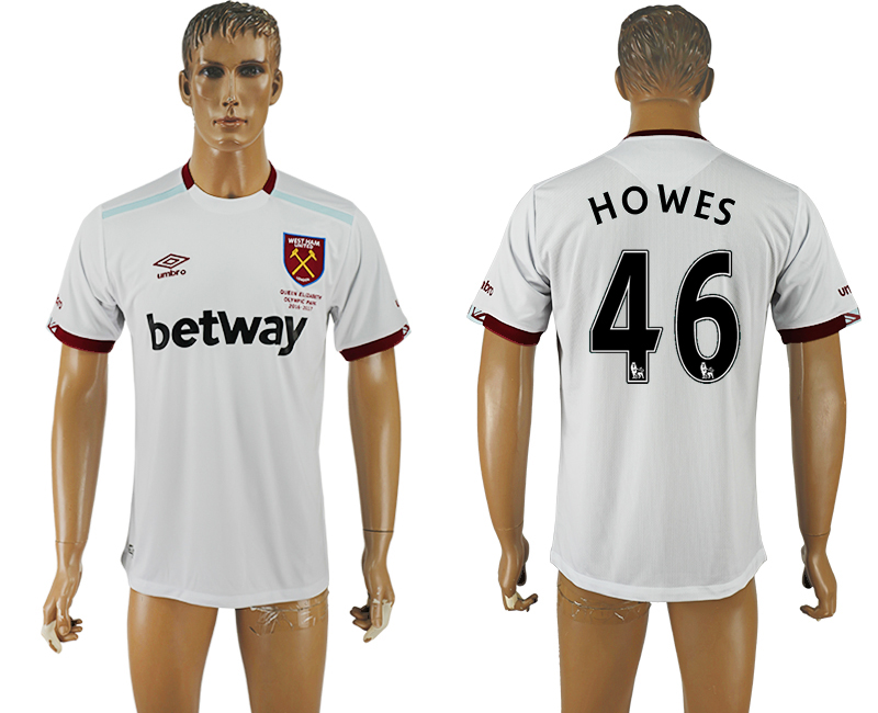 2016-17 West Ham United 46 HOWES Away Thailand Soccer Jersey
