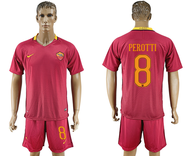 2016-17 ROMA 8 PEROTTI Home Soccer Jersey