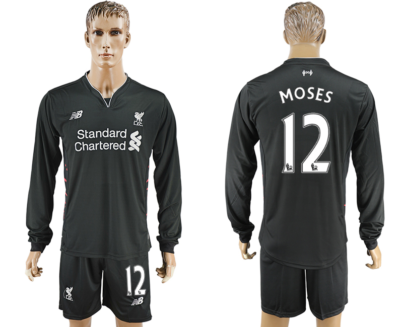 2016-17 Liverpool 12 MOSES Away Long Sleeve Soccer Jersey