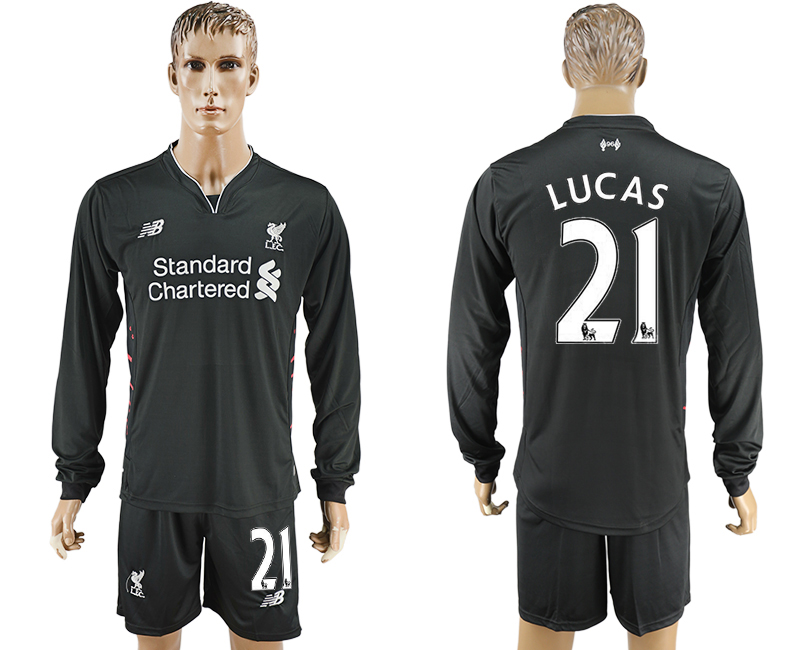 2016-17 Liverpool 21 LUCAS Away Long Sleeve Soccer Jersey