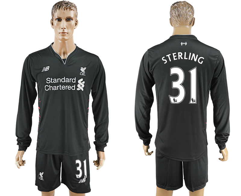 2016-17 Liverpool 31 STERLING Away Long Sleeve Soccer Jersey