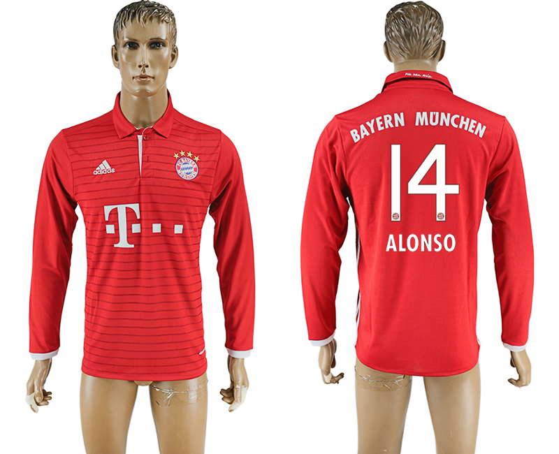 2016-17 Bayern Munich 14 ALONSO Home Long Sleeve Thailand Soccer Jersey