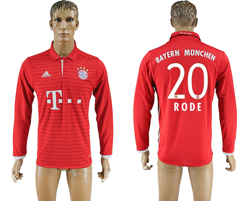 2016-17 Bayern Munich 20 RODE Home Long Sleeve Thailand Soccer Jersey