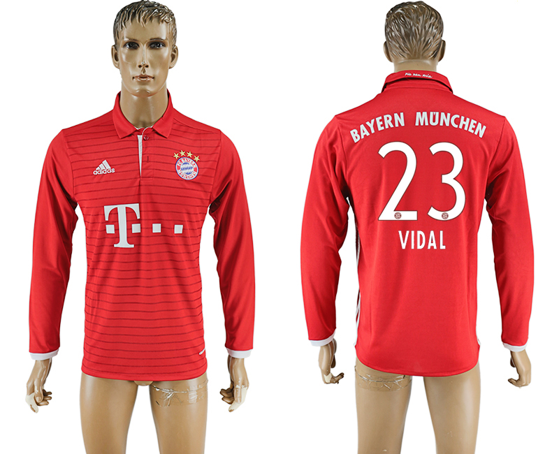 2016-17 Bayern Munich 23 VIDAL Home Long Sleeve Thailand Soccer Jersey