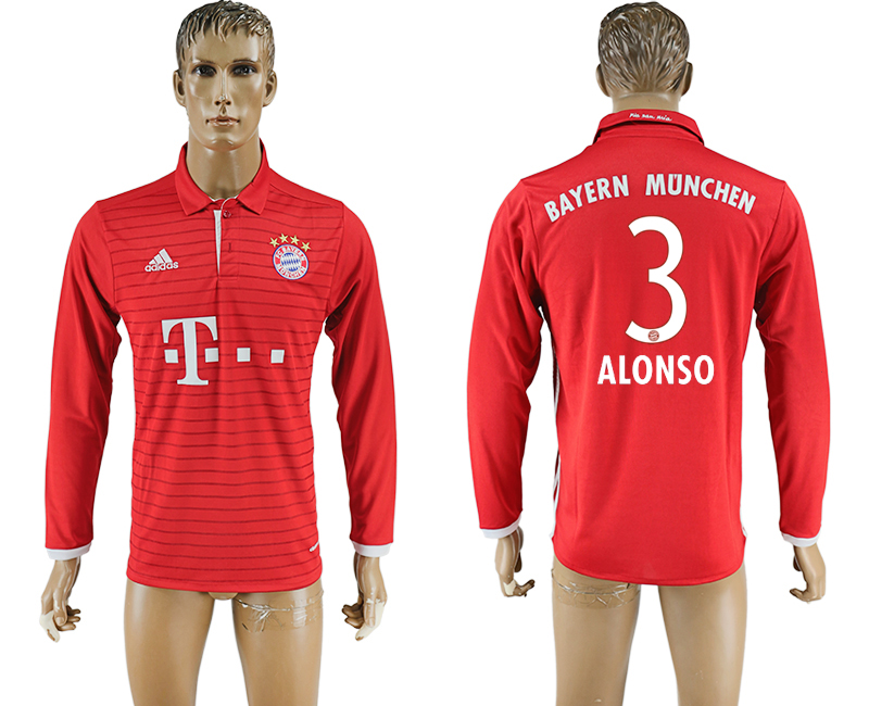 2016-17 Bayern Munich 3 ALONSO Home Long Sleeve Thailand Soccer Jersey
