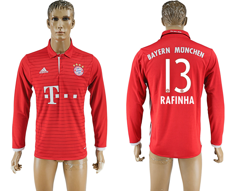 2016-17 Bayern Munich 3 RAFINHA Home Long Sleeve Thailand Soccer Jersey