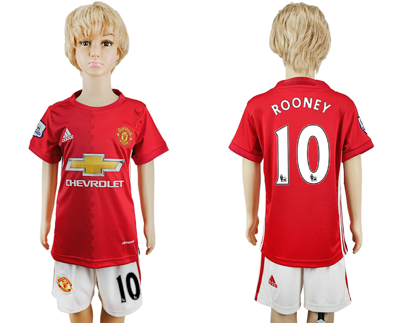 2016-17 Manchester United 10 ROONEY Home Youth Soccer Jersey