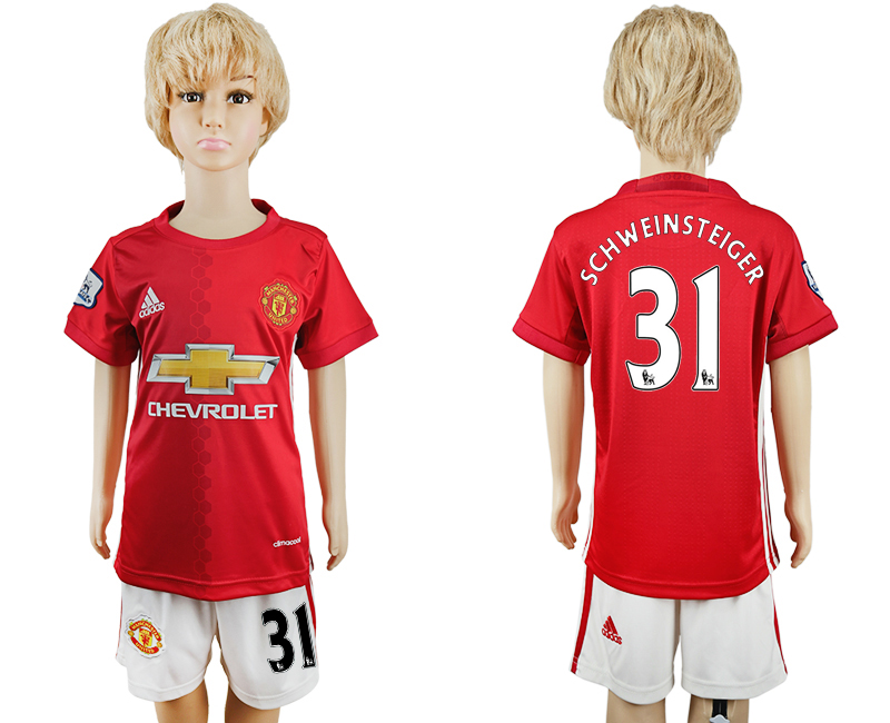 2016-17 Manchester United 31 SCHWEINSTEIGER Home Youth Soccer Jersey