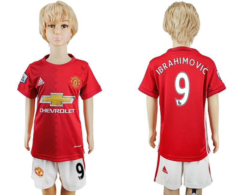 2016-17 Manchester United 9 IBRAHIMOVIC Home Youth Soccer Jersey