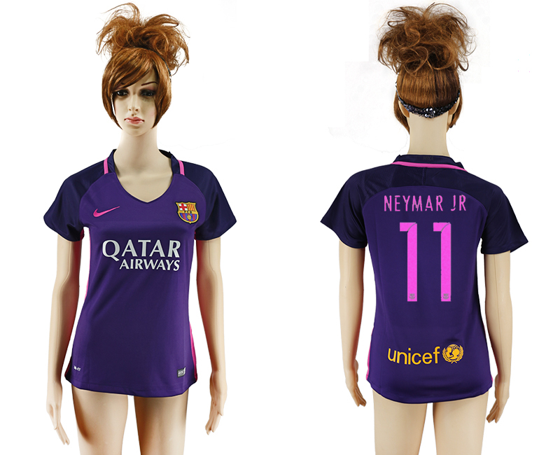 2016-17 Barcelona 11 NEYMAR JR Away Women Soccer Jersey