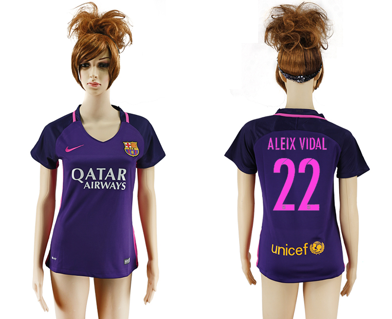 2016-17 Barcelona 22 ALEIX VIDAL Away Women Soccer Jersey